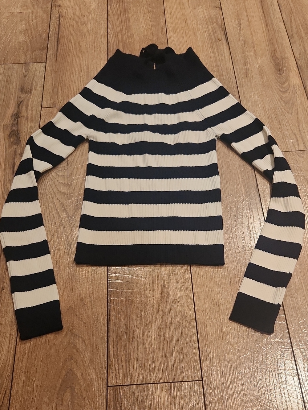Striped Navy and White Ribbed Sweater